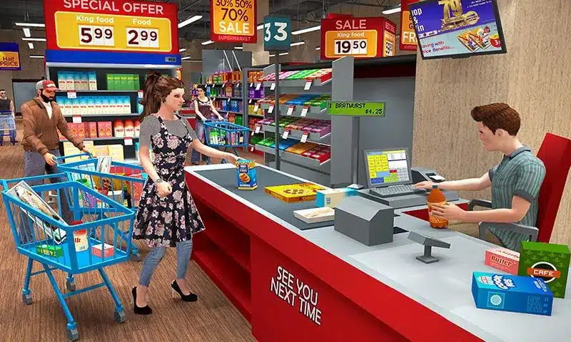 تحميل لعبة Supermarket Simulator مهكرة Apk للاندرويد والايفون 2025 اخر اصدار مجانا