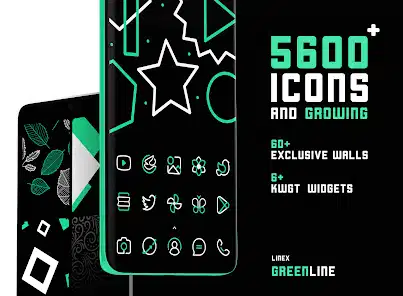 تحميل تطبيق GreenLine Icon Pack: LineX مهكر Apk للاندرويد والايفون 2025 اخر اصدار مجانا