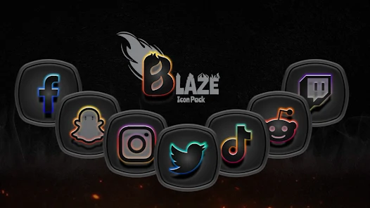 تحميل تطبيق Blaze Dark Icon Pack مهكر Apk للاندرويد 2025 اخر اصدار مجانا